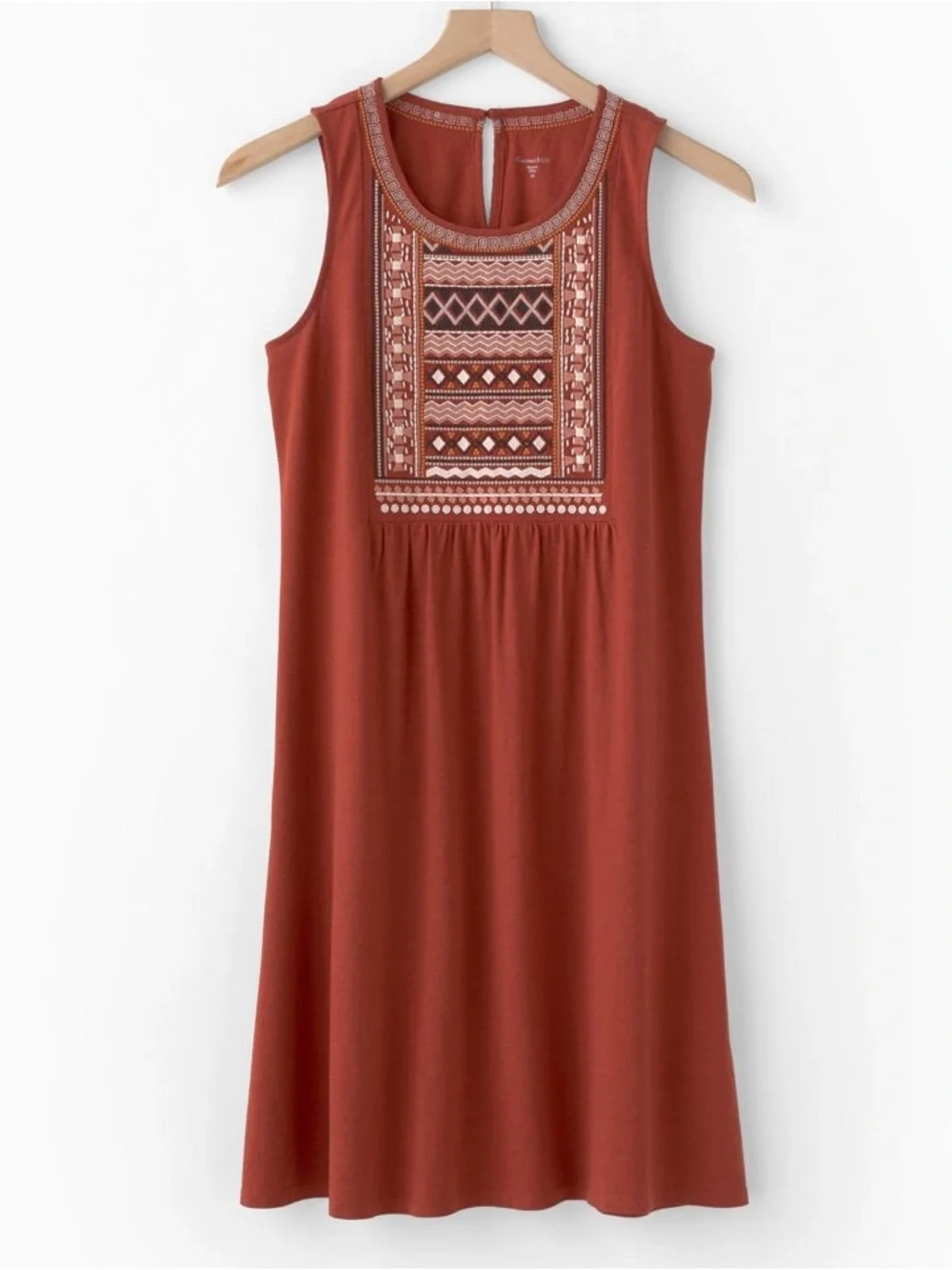 Garnet Hill Boho Embroidered‎ Organic Cotton Knit Dress